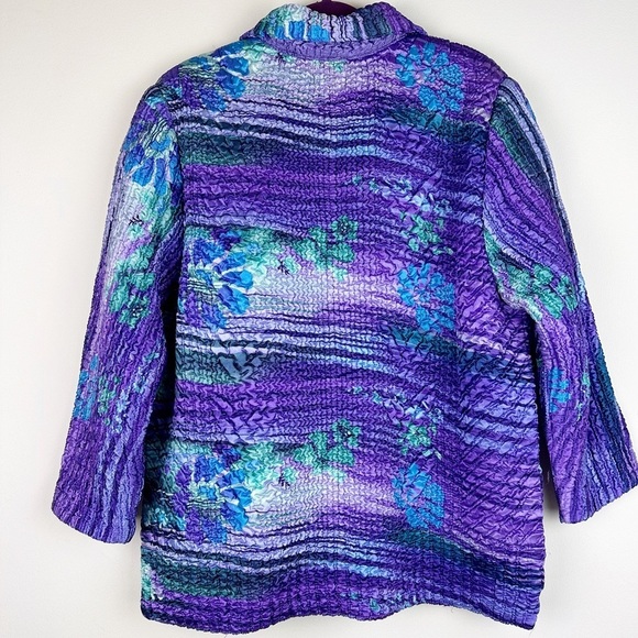 Vintage 80's Satin Quilted Crinkle Coat - Picture 6 of 8